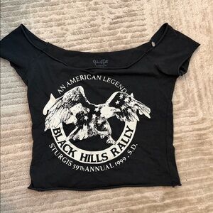 Brandy Melville Black Graphic Tee with Eagle Design